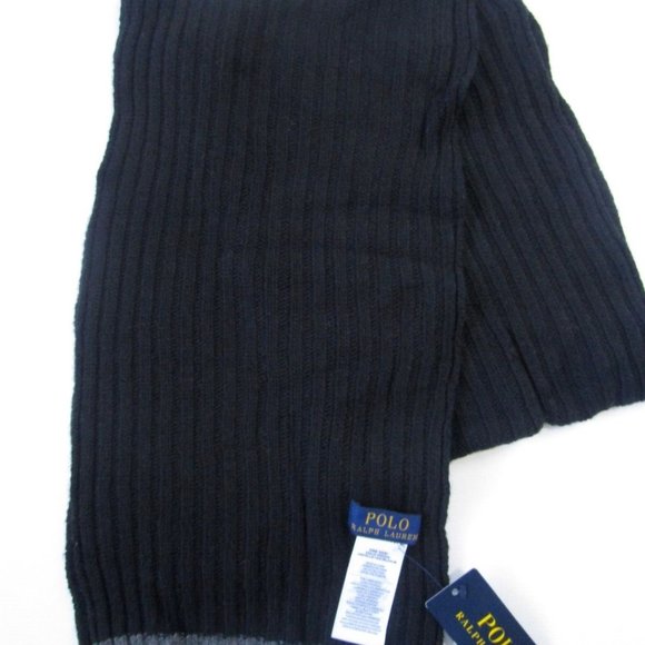 Ralph Lauren Polo Men's Blended Wool Classic Scarf, Black/Gray Trim One Size - Picture 5 of 8